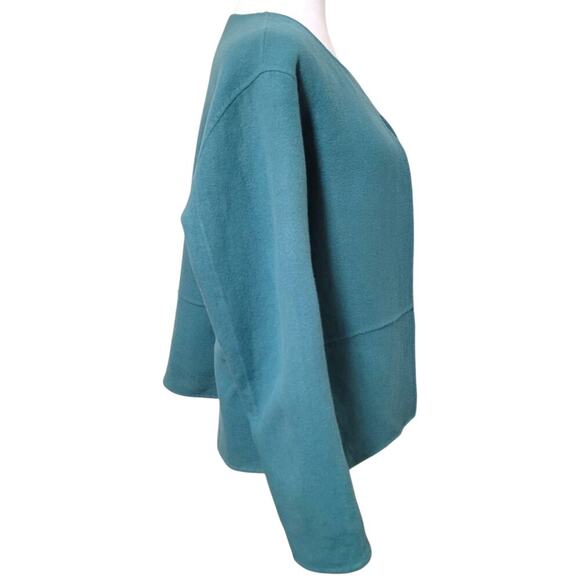 Eileen Fisher Teal Bud Round Neck Jacket, Wool Cashmere Blend, XL, Classic - Picture 4 of 11